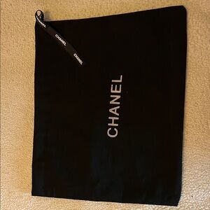 CHANEL Black Pouch with White Logo 14x12